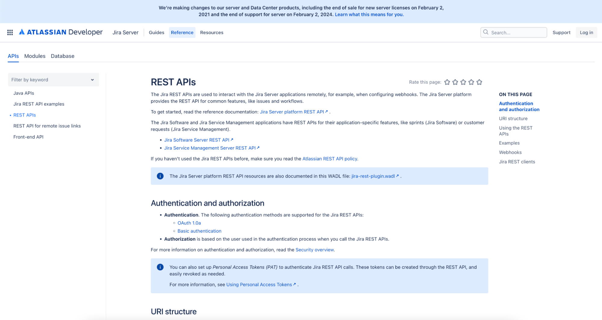 Atlassian Jira API documentation example