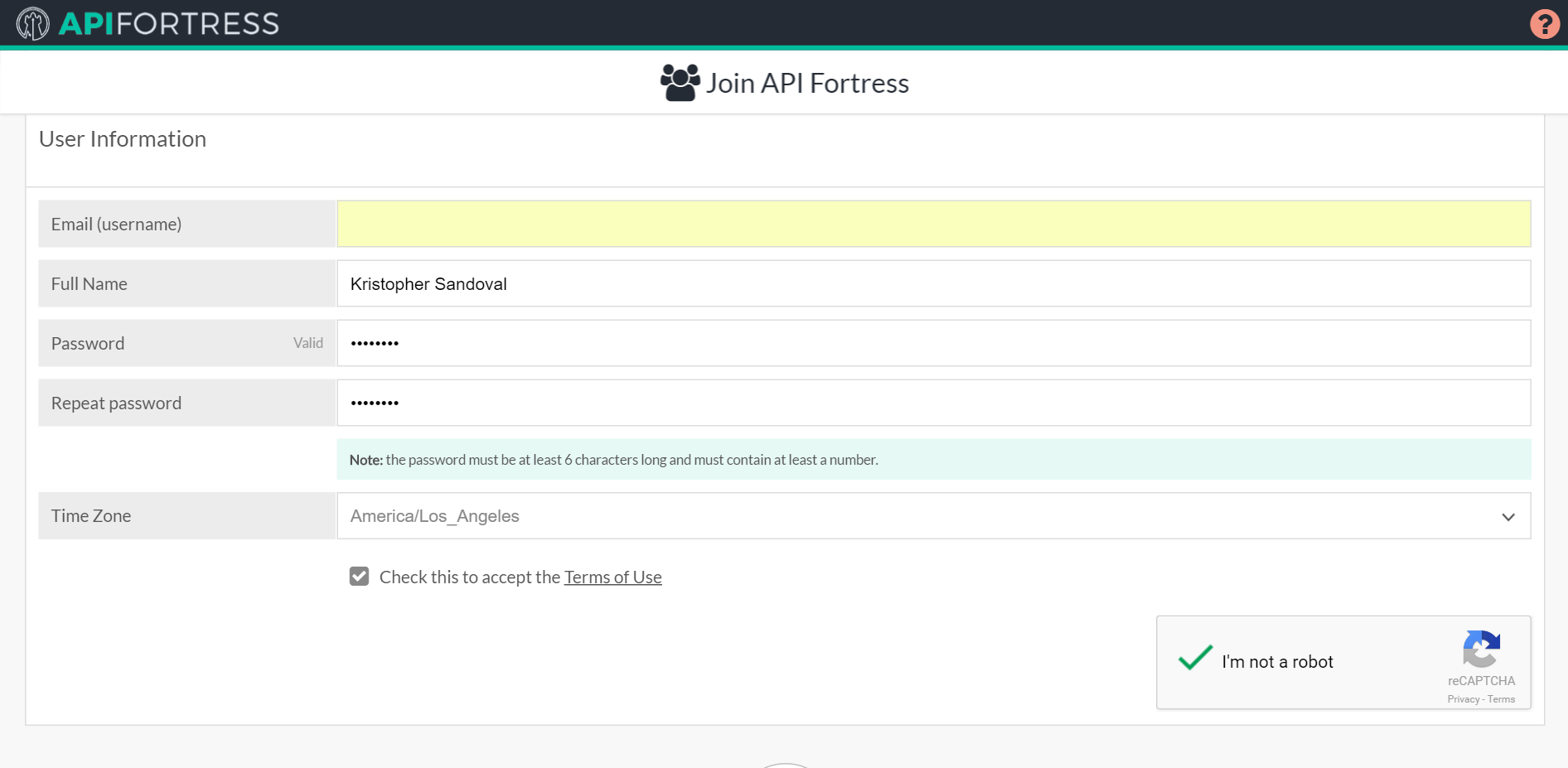 Creating an account with API Fortress