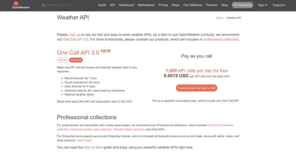 OpenWeatherMap API documentation