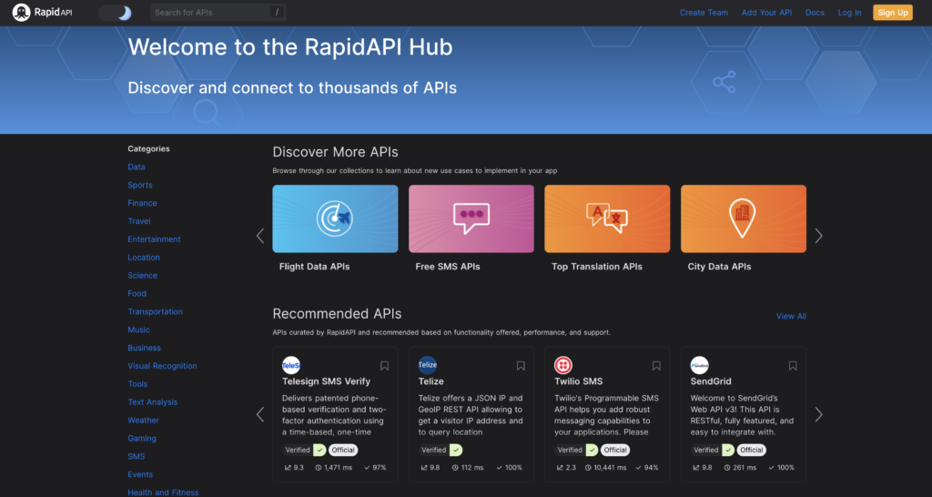 RapidAPI Hub API marketplace