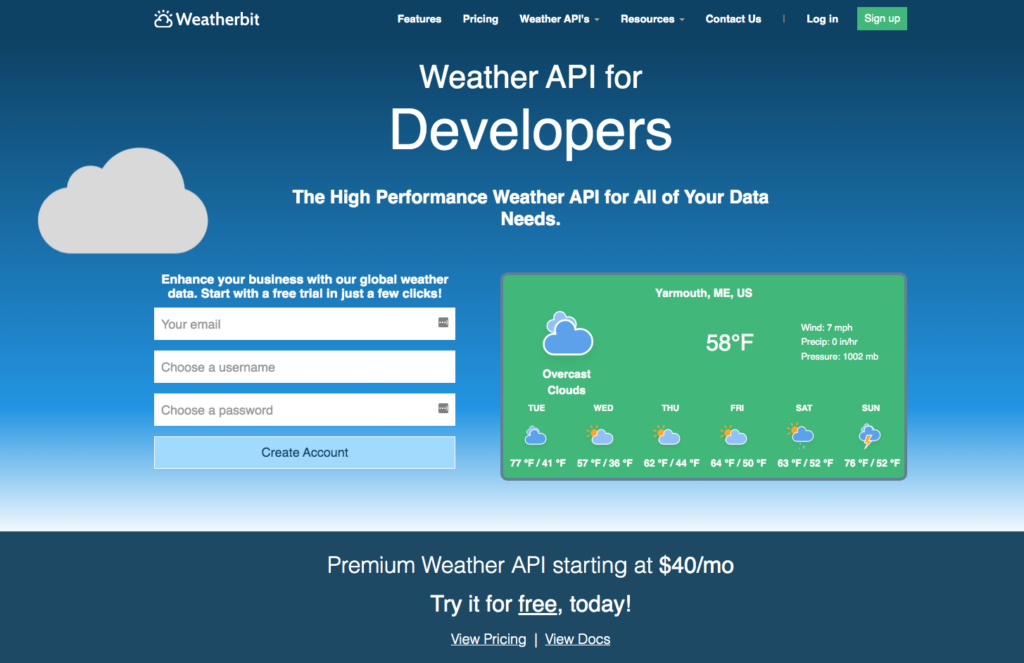 Weatherbit weather API