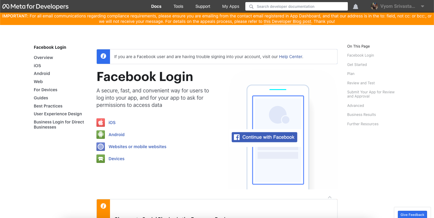 facebook login API social